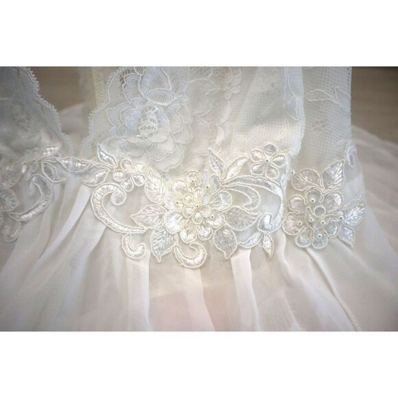 Linea Donatella Womens Sz L Ivory Juliet Lace-Trimmed Chemise Lingerie Nightgown - Picture 6 of 13